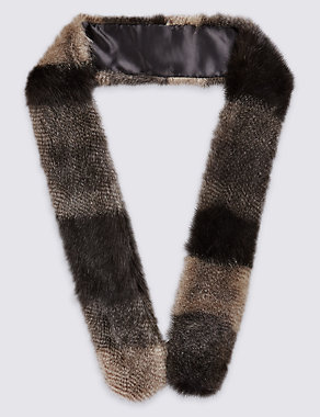 Patchwork Long Faux Fur Skinny Scarf Image 2 of 3