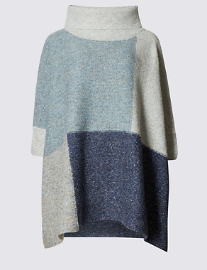 Patchwork Poncho Polo Neck Jumper Image 2 of 4