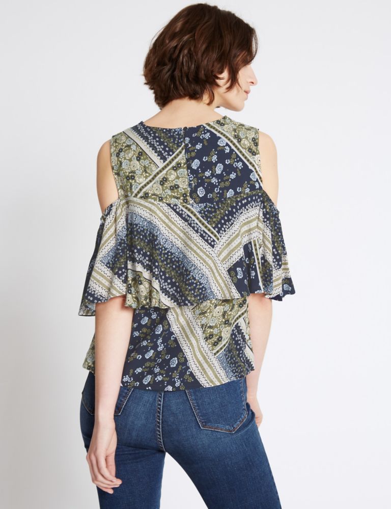 Patchwork Round Neck Sleeveless Shell Top 3 of 4