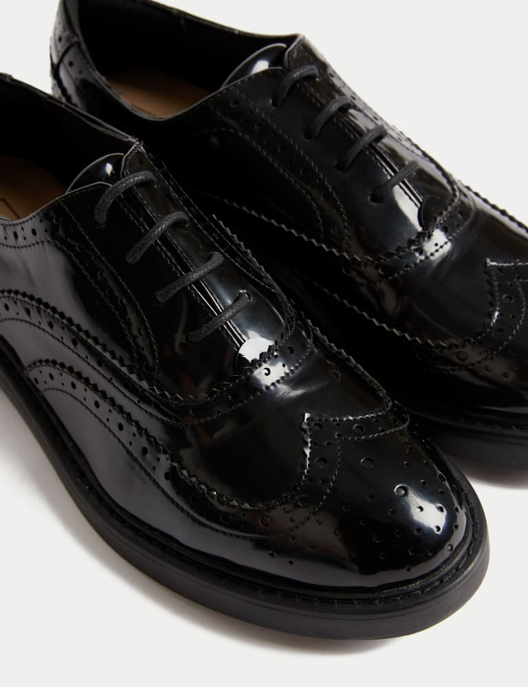 Ladies black patent on sale brogues