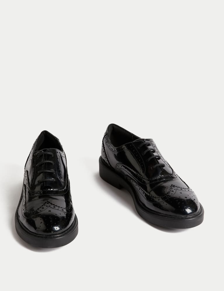 Black patent lace up brogues best sale