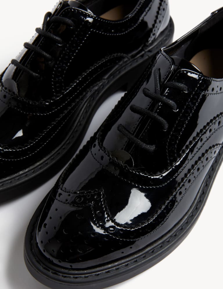 Ladies black patent brogues deals