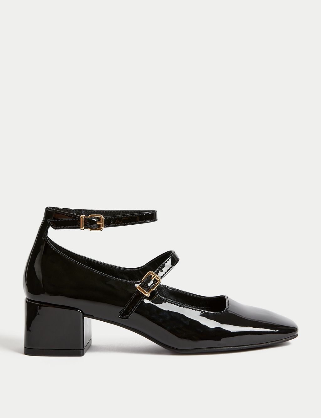 Patent Strappy Block Heel Court Shoes | M&S Collection | M&S