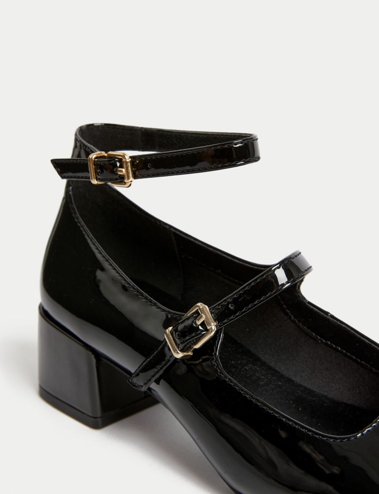 Patent Strappy Block Heel Court Shoes 3 of 3