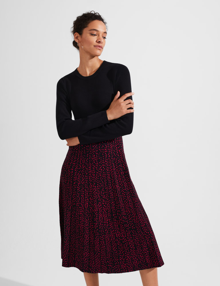 Patterned Knitted Midi Skater Dress