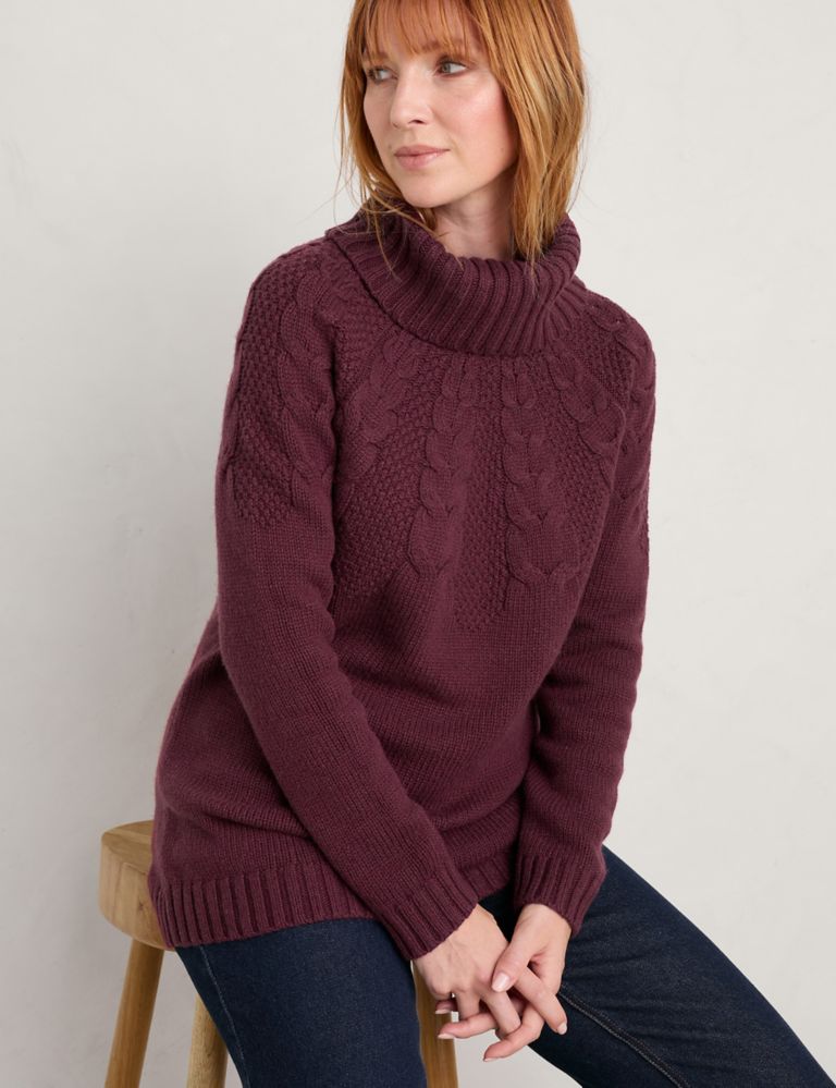 Patterned Roll Neck Jumper with Merino Wool 3 of 5