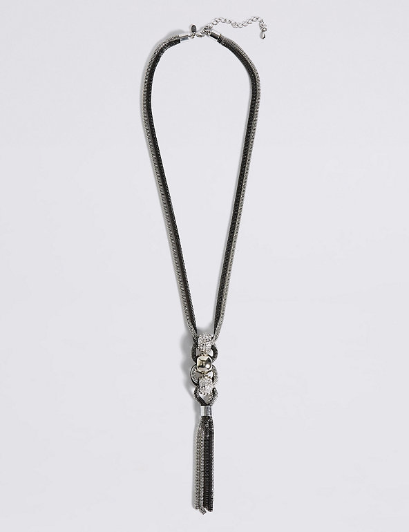 Pavé Diamanté Tassel Necklace Image 1 of 2