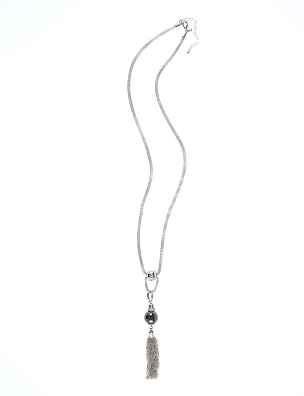 Pave Bead & Tassle Necklace Image 1 of 1