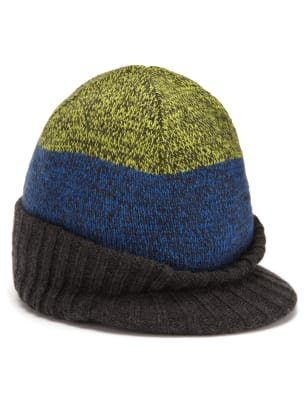 woolly hat with peak