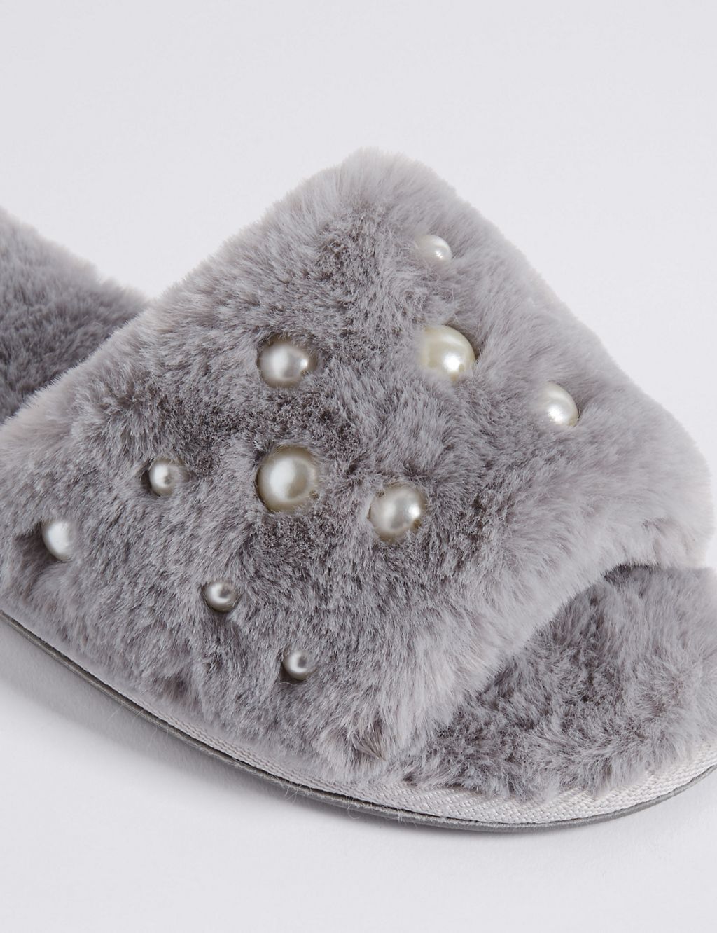 Pearl Detail Fur Mule Slippers 6 of 6