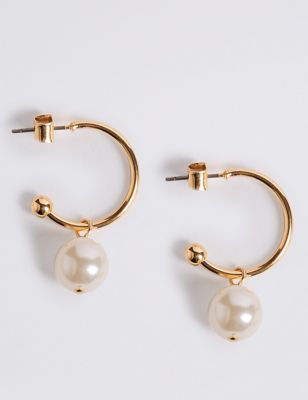 pearl drop hoop earrings