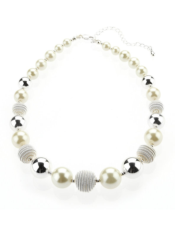 Pearl Effect & Bauble Bead Twist Necklace Image 1 of 1