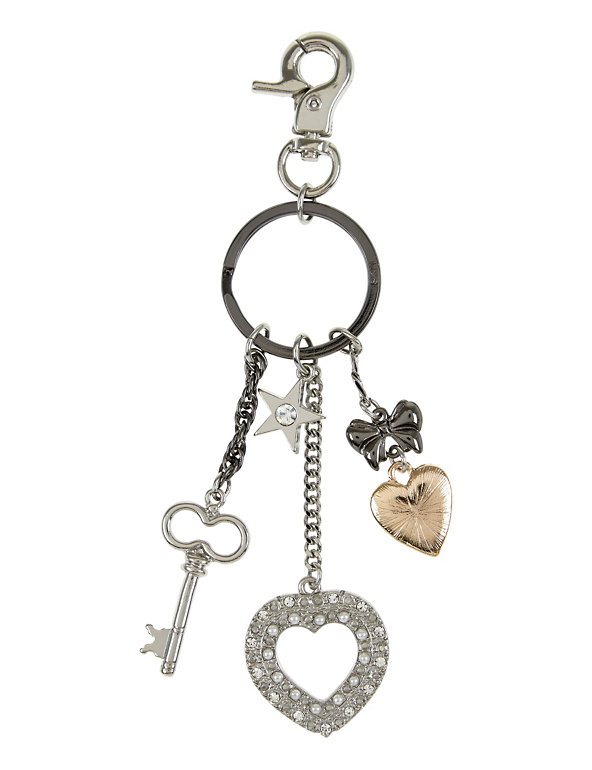 Pearl Effect & Diamanté Assorted Bead Cluster Keyring Image 1 of 2