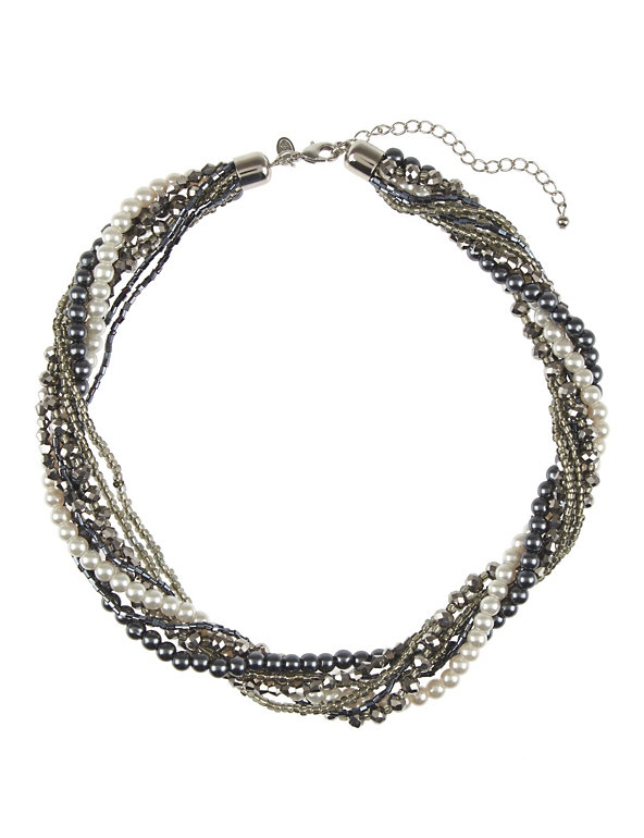 Pearl Effect & Sparkle Bead Twisted Necklace Image 1 of 1