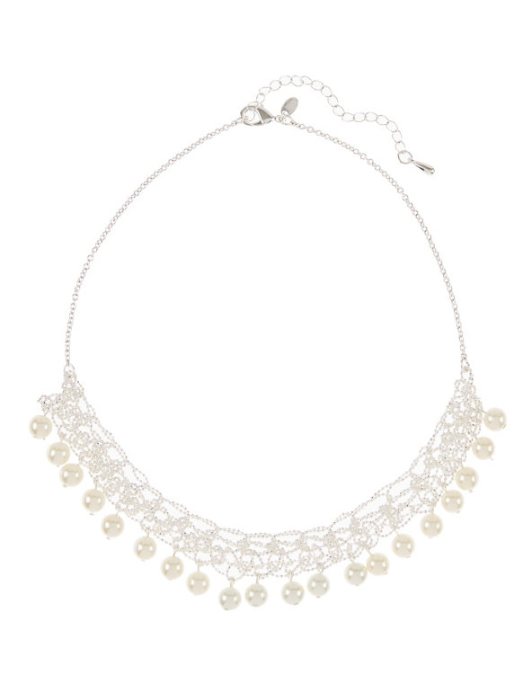 Pearl Effect Ball Chain Collar Necklace Image 1 of 1