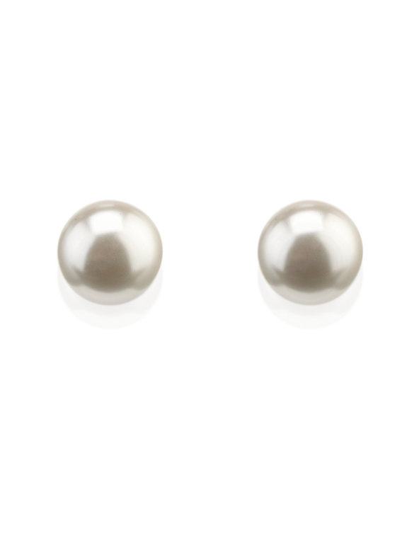 Pearl Effect Button Stud Earrings Image 1 of 1