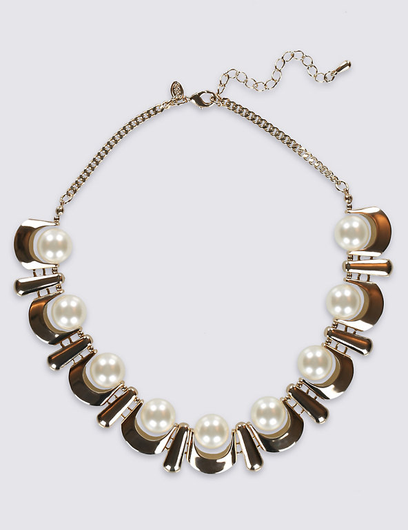 Pearl Effect Curved Collar Necklace Image 1 of 1