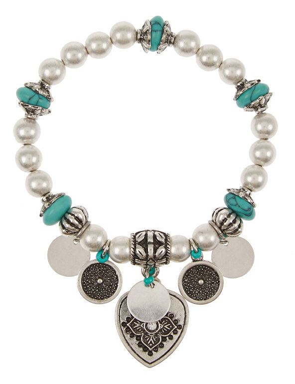 Pearl Effect Disc & Bead Stretch Bracelet Image 1 of 1