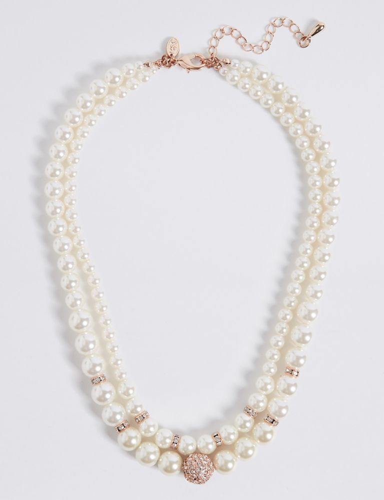 Pearl Effect Double Row Necklace 1 of 2
