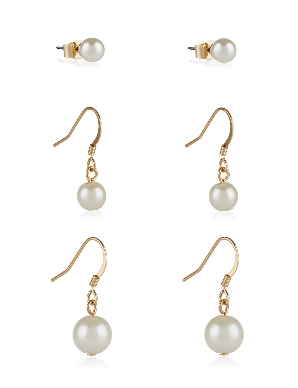Pearl Effect Drop & Stud Earrings Set 1 of 1