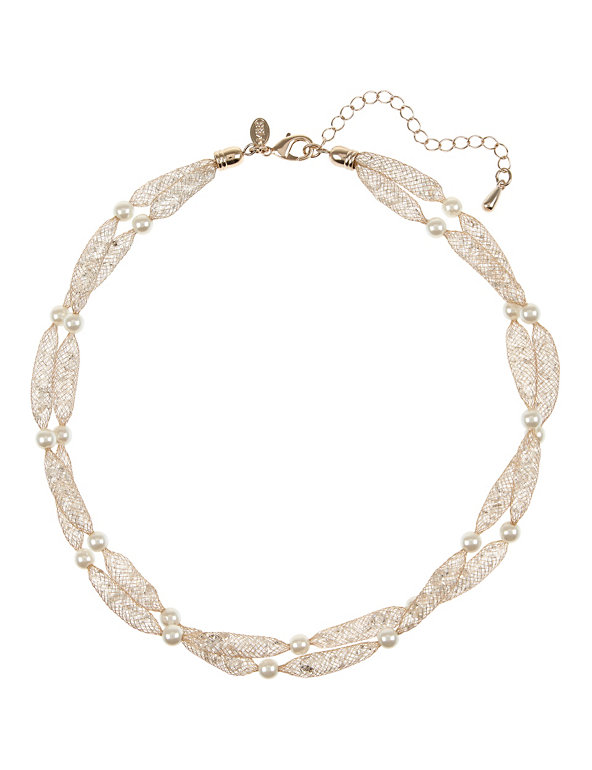 Pearl Effect Entwined Mesh Necklace Image 1 of 1