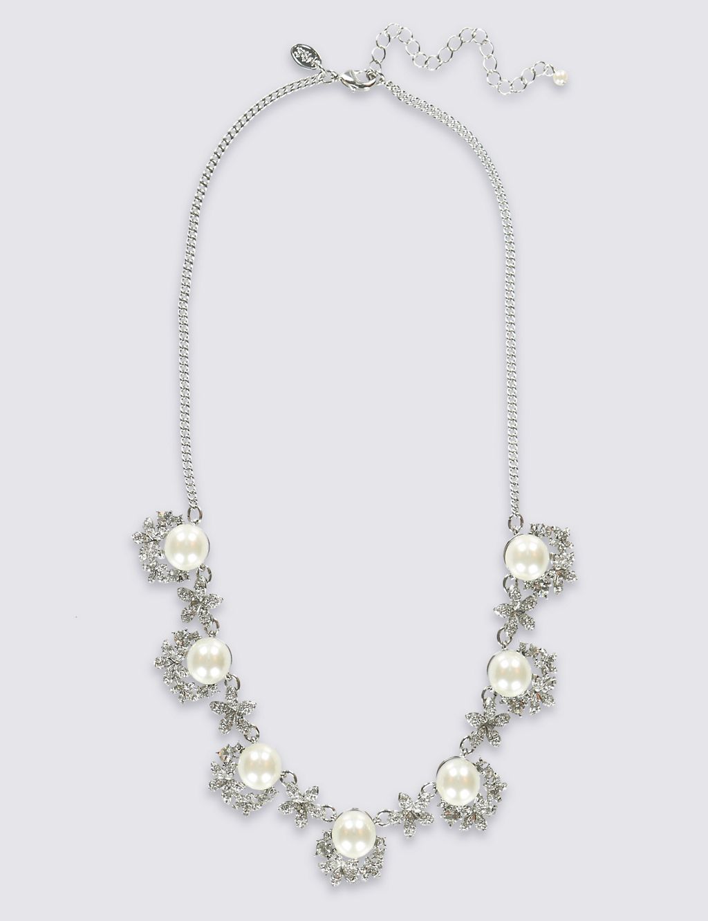 Pearl Effect Flower Section Collar Necklace 1 of 1