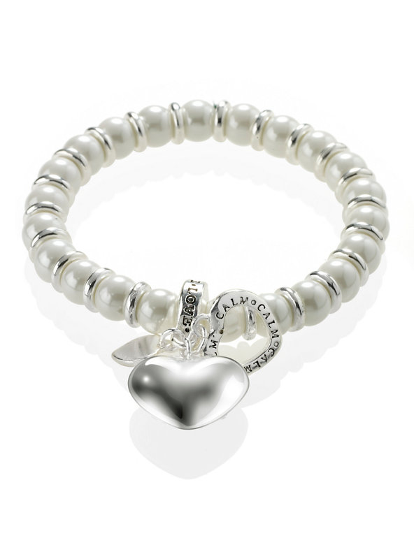 Pearl Effect Heart Charm Bracelet Image 1 of 1