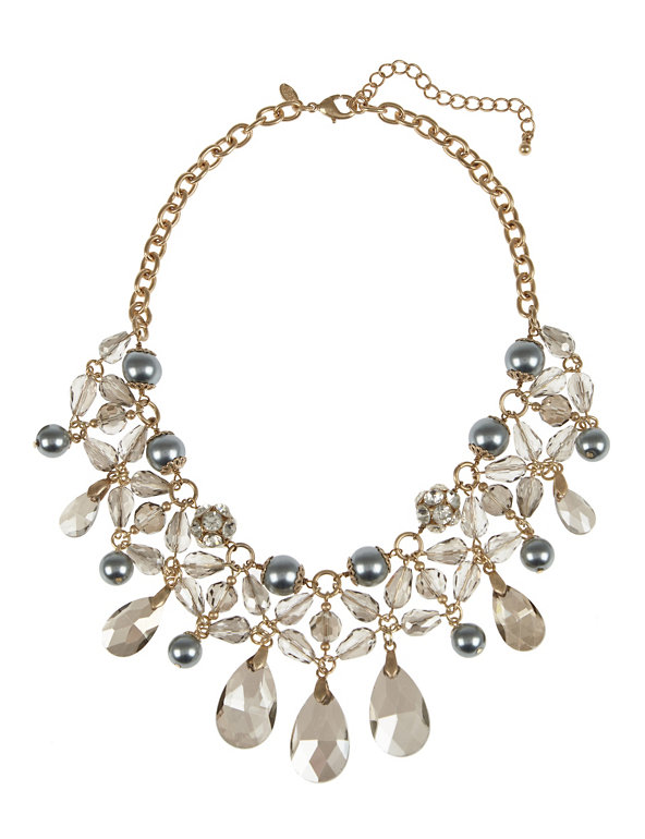 Pearl Effect Multi-Faceted Bead Collar Necklace Image 1 of 1