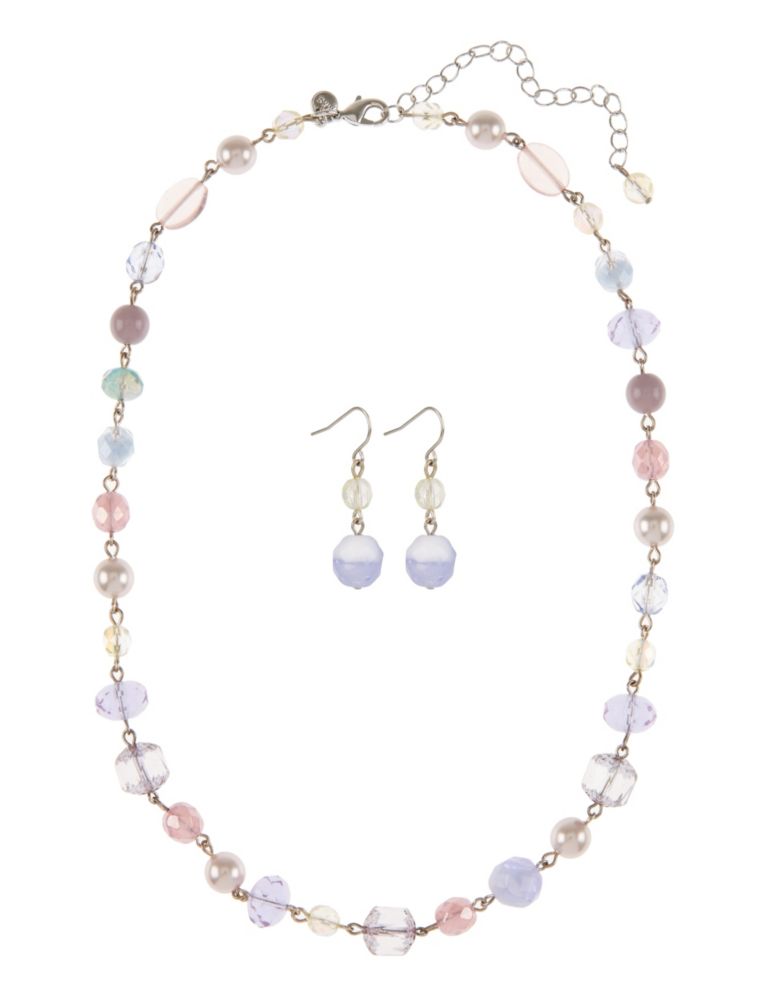 Pearl Effect Necklace & Earrings Set 1 of 1
