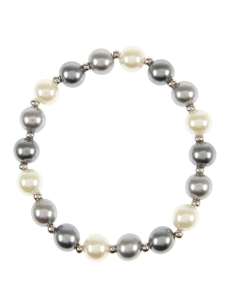 Pearl Effect Ombre Tone Stretch Bracelet 1 of 1