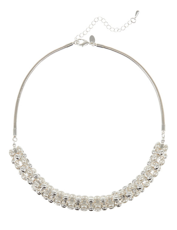 Pearl Effect Oval Collar Necklace Image 1 of 1