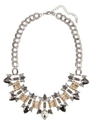 Pearl Effect Sparkle Arrow Linked Necklace Image 1 of 1