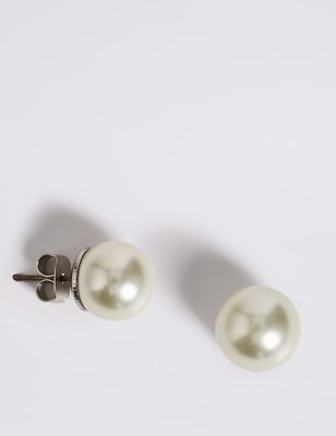 Pearl Effect Stud Earrings Image 1 of 2