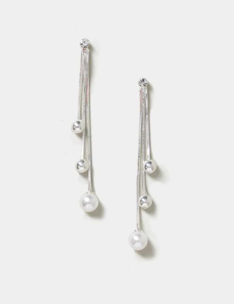 Pearl and Sphere Drop Earrings M S Collection M S