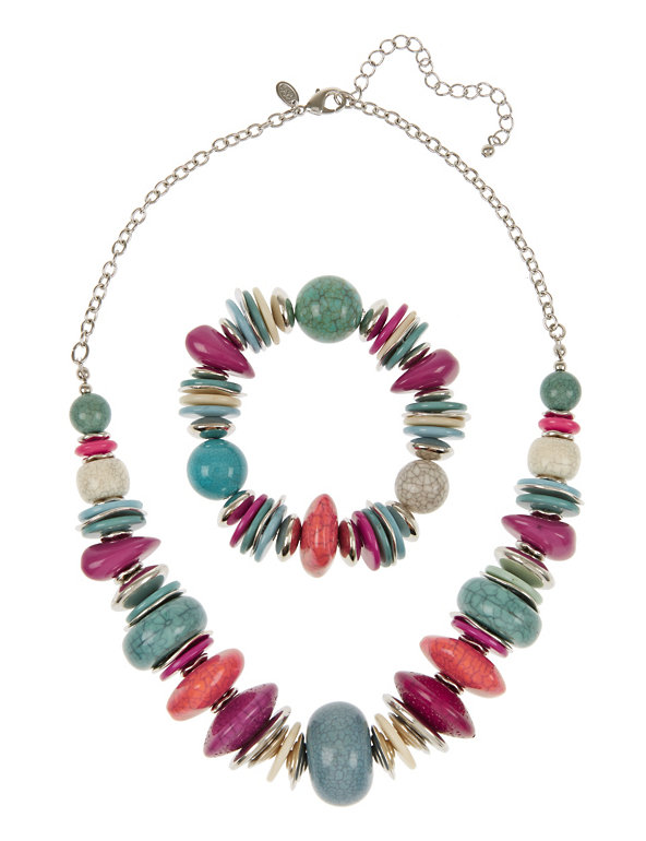 Pebble Bead Necklace & Bracelet Set Image 1 of 1