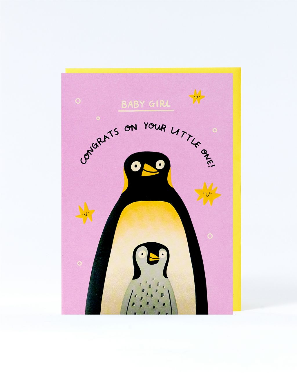Penguin Chick New Baby Card For Girl 1 of 1