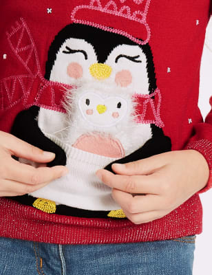 Girls penguin hot sale christmas jumper