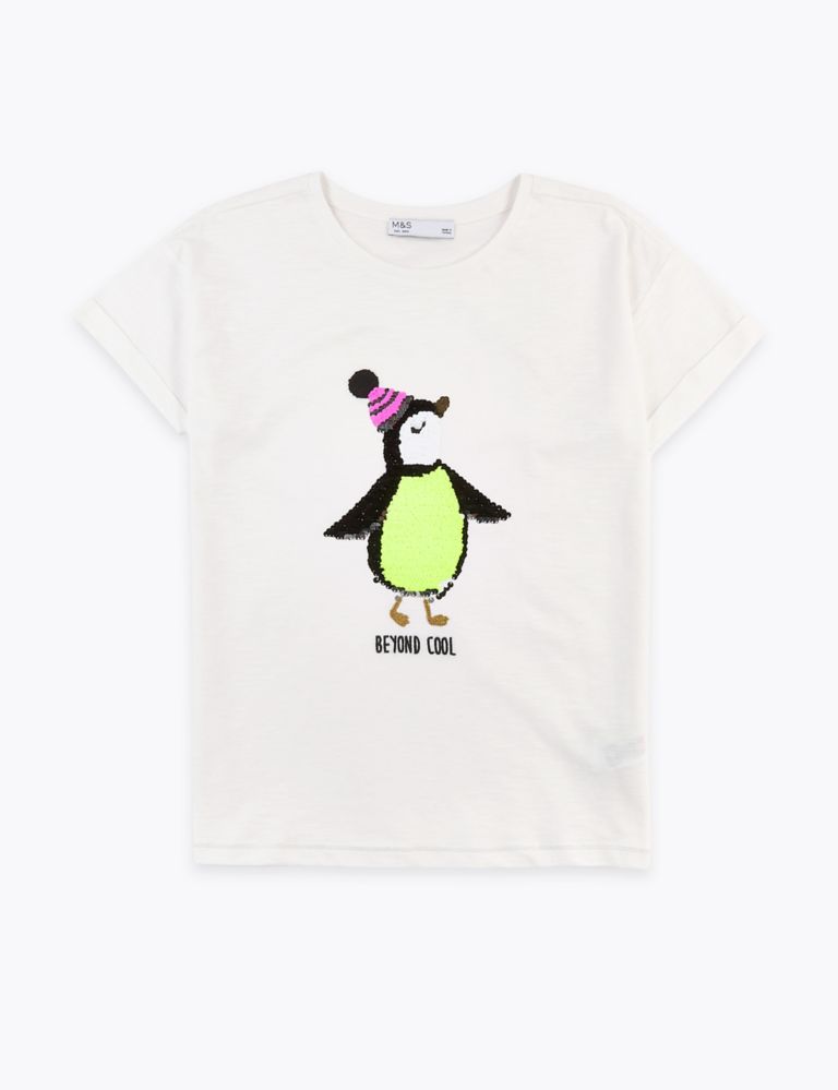 Penguin Sequin Print T-Shirt (3-16 Years) 2 of 6