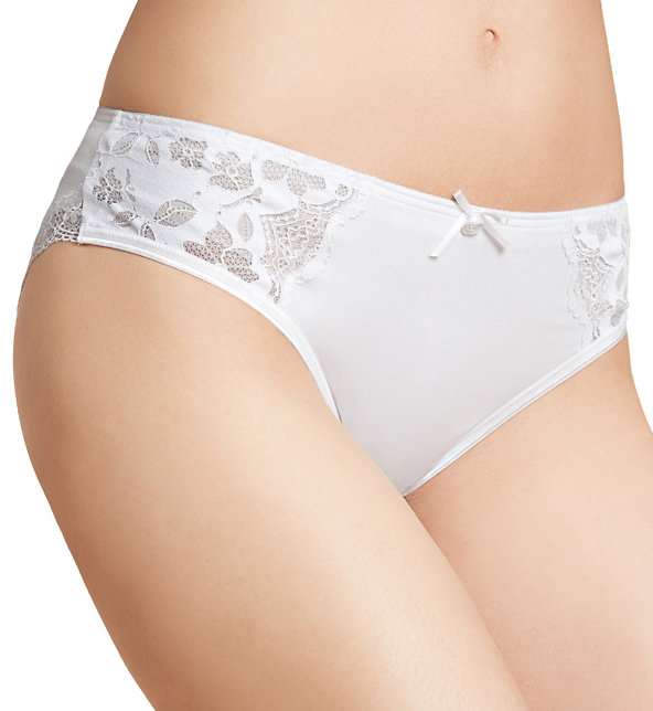 Perfect Fit Modal Blend Floral Lace Brazilian Knickers Image 1 of 2