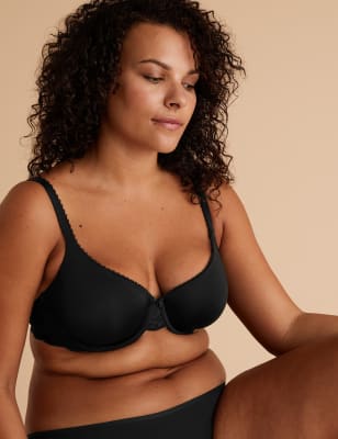 M&S Perfect Fit Push Up Plunge Memory Foam Bra Nude Black or