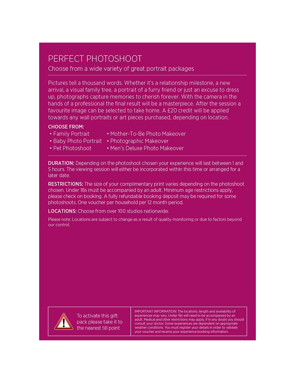 Perfect Photoshoot - Gift Experience Voucher 2 of 7