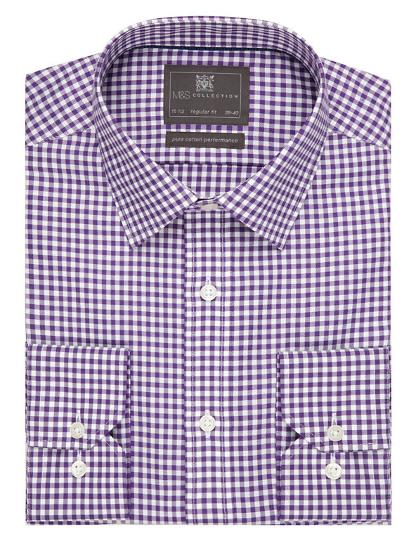 Performance Pure Cotton Non-Iron Gingham Checked Shirt Image 1 of 1