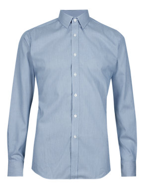 Performance Pure Cotton Non-Iron Slim Fit Striped Shirt Image 2 of 5