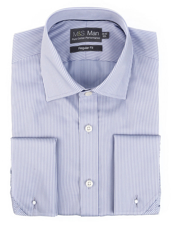 Performance Pure Cotton Non-Iron Twill Striped Shirt Image 1 of 1