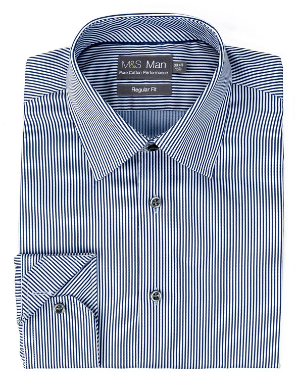 Performance Pure Cotton Non-Iron Twin Striped Shirt Image 1 of 1