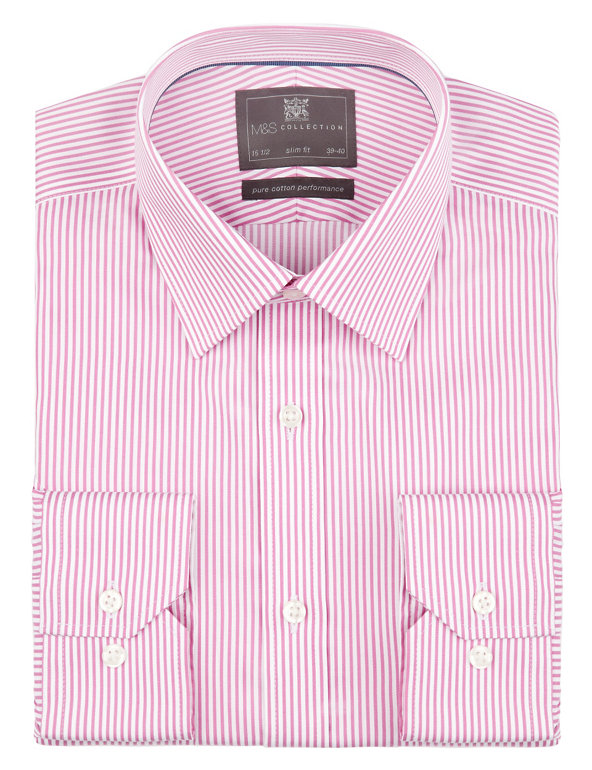 Performance Pure Cotton Slim Fit Non-Iron Bengal Striped Twill Shirt Image 1 of 1