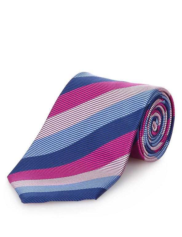 Performance Pure Silk Striped Tie with Stain Resistance™ Image 1 of 1