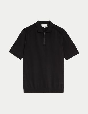 Performance Zip Up Knitted Polo Shirt Image 2 of 6