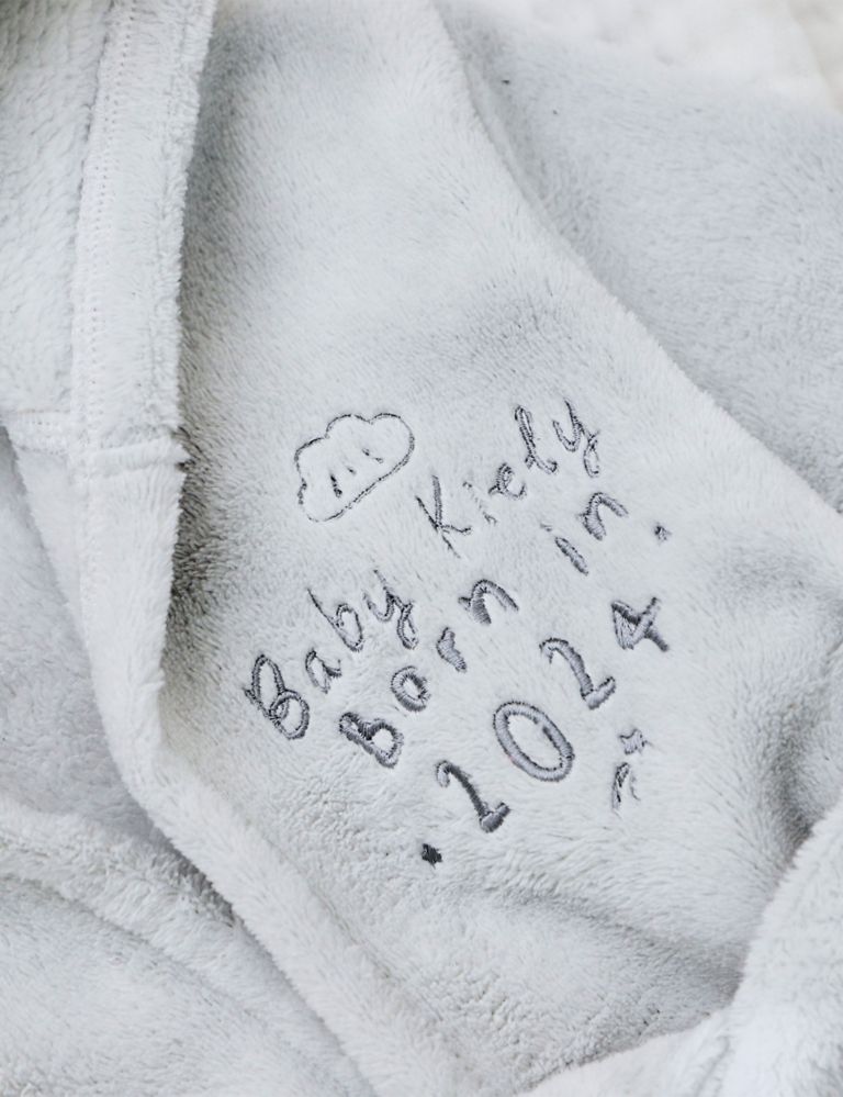 Personalised Born in 2024 Ivory Fleece Robe with Ears (0-12 Mths) 3 of 4