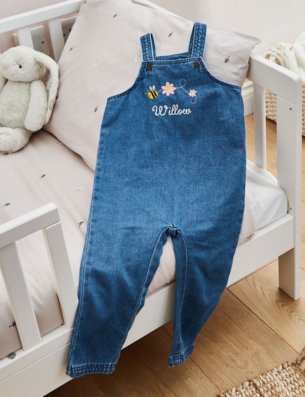 Personalised Bumblebee Denim Dungarees (6 Mths-4 Yrs) 1 of 5